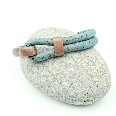 Blue Cork Copper Side Hook Bracelet