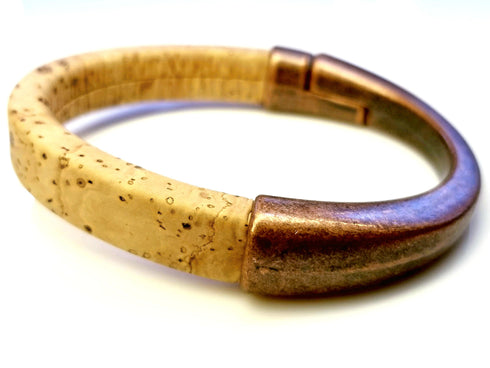 Tan Cork Copper Cuff Bracelet