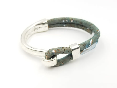 Blue Cork with Silver Speckle Bracelet