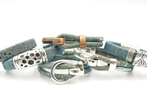 Blue Cork with Silver Speckle Bracelet