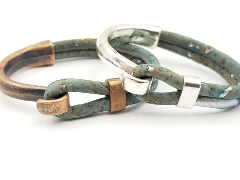 Blue Cork with Silver Speckle Bracelet