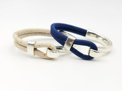 Royal Blue Cork Side Hook  Bracelet
