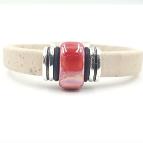 White Cork Red Porcelain Bracelet