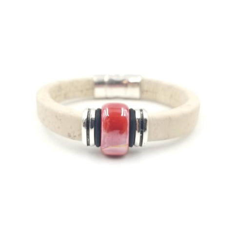 White Cork Red Porcelain Bracelet