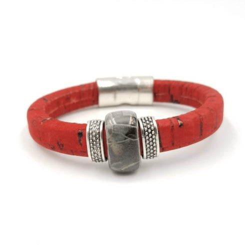 Red Cork Grey Porcelain Bracelet