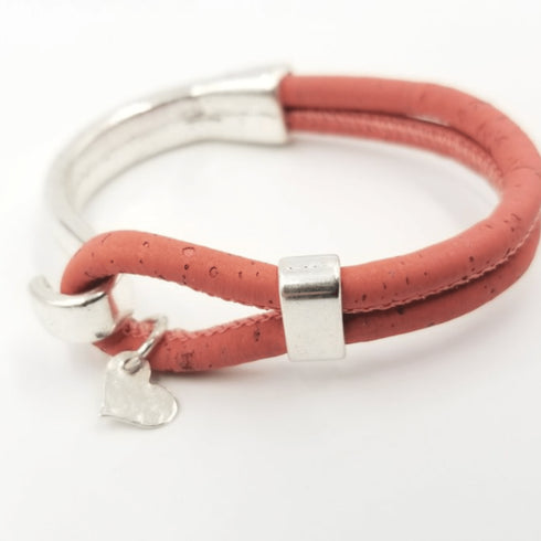 Heart Charm Cork Bracelet