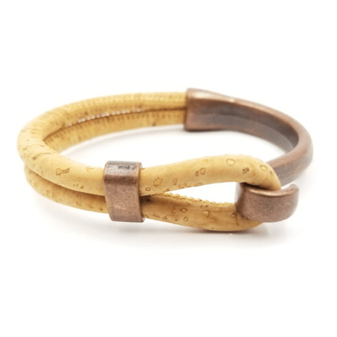 Tan Cork Copper Hook Bracelet