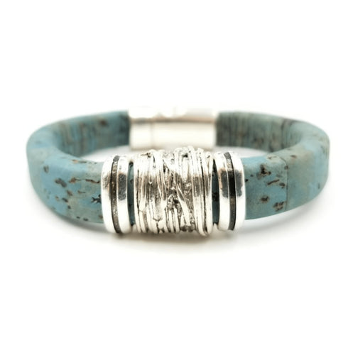 Blue Cork Bead Bracelet