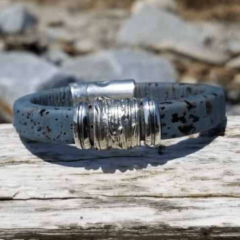 Blue Cork Bead Bracelet