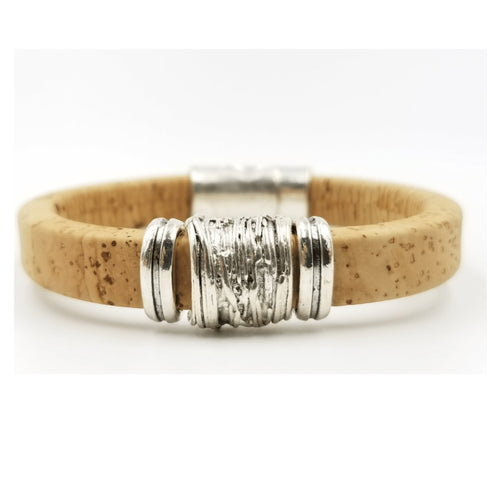 Tan Cork Bead Bracelet