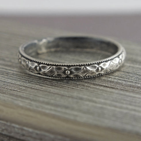 Floral Sterling Silver Stacking Ring