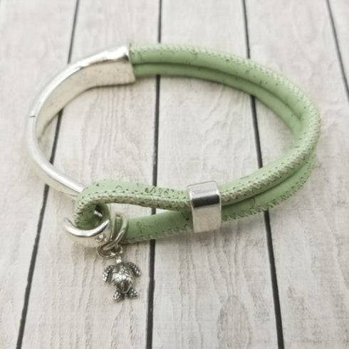 Turtle Charm Cork Bracelet
