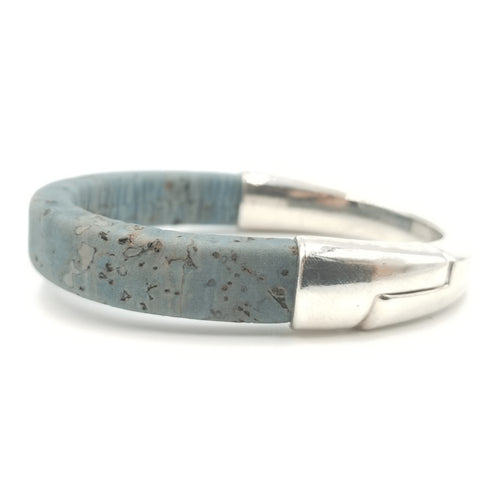 Blue Cork Silver Cuff Bracelet