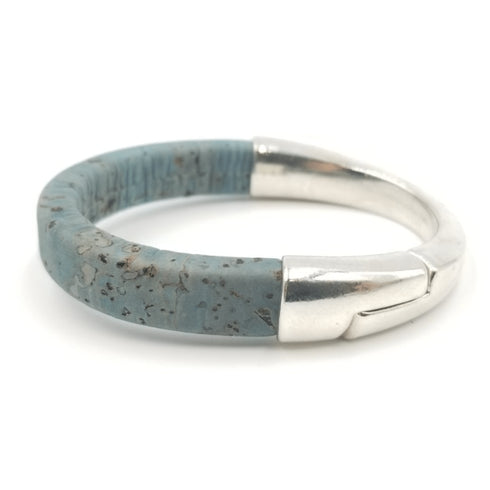 Blue Cork Silver Cuff Bracelet