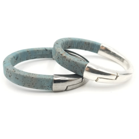 Blue Cork Silver Cuff Bracelet