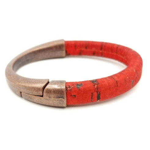 Red Cork Cuff Bracelet