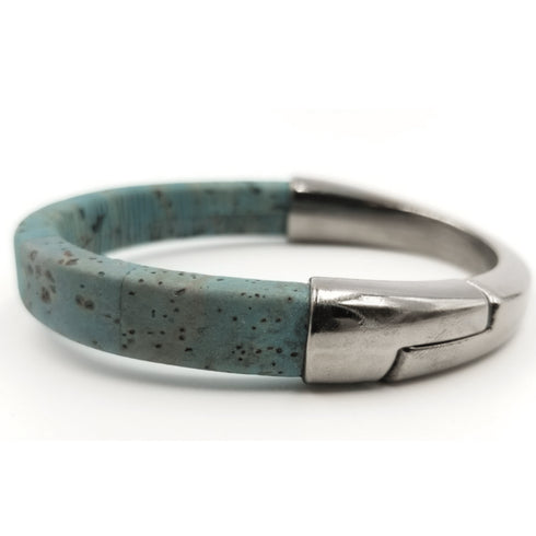 Blue Cork Gunmetal Cuff Bracelet