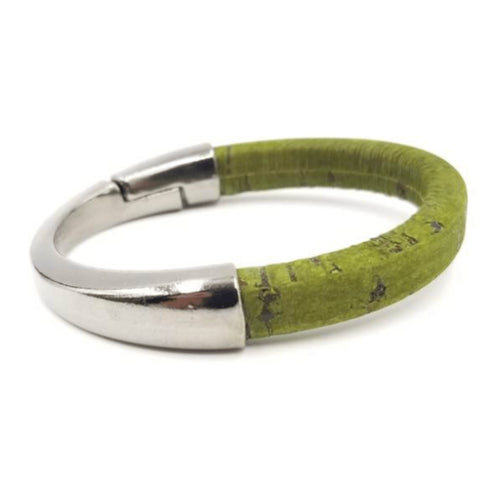 Sage Cork Gunmetal Cuff Bracelet