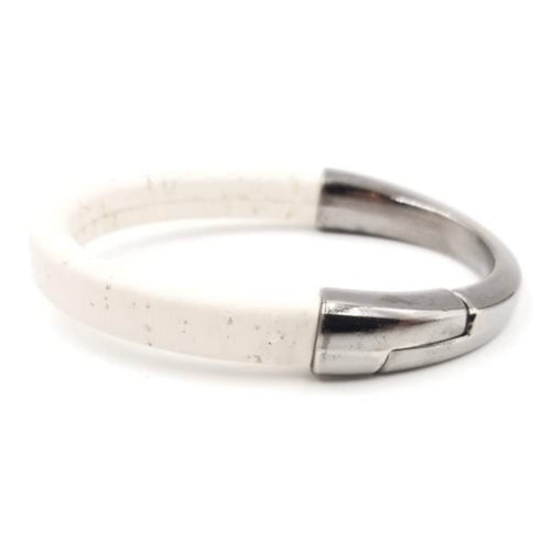White Cork Gunmetal Cuff Bracelet