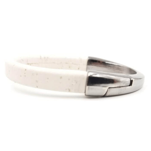 White Cork Gunmetal Cuff Bracelet