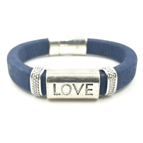 Navy Cork Love Bead Bracelet