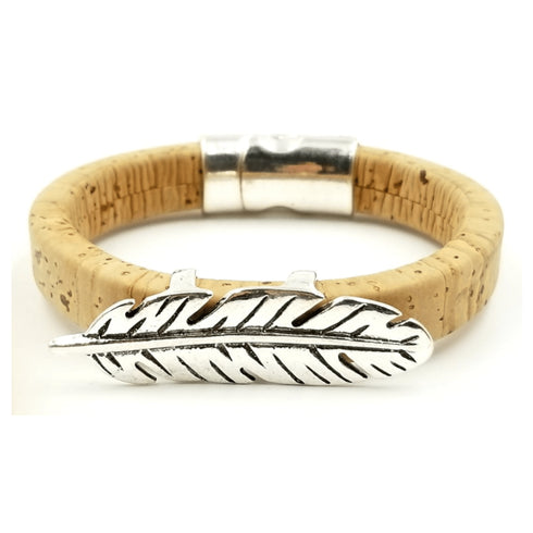 Tan Cork Feather Bracelet