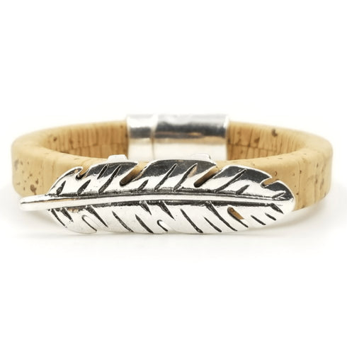 Tan Cork Feather Bracelet