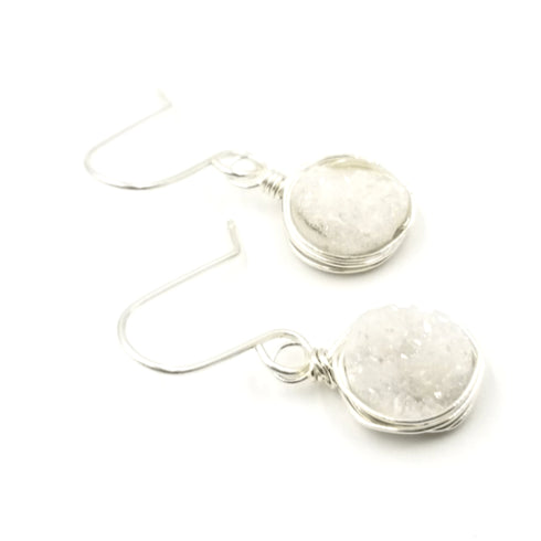 White Druzy Earrings