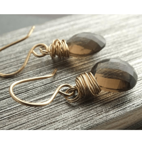 Smoky Quartz Gold Earrings