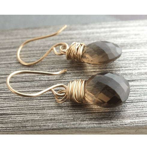 Smoky Quartz Gold Earrings