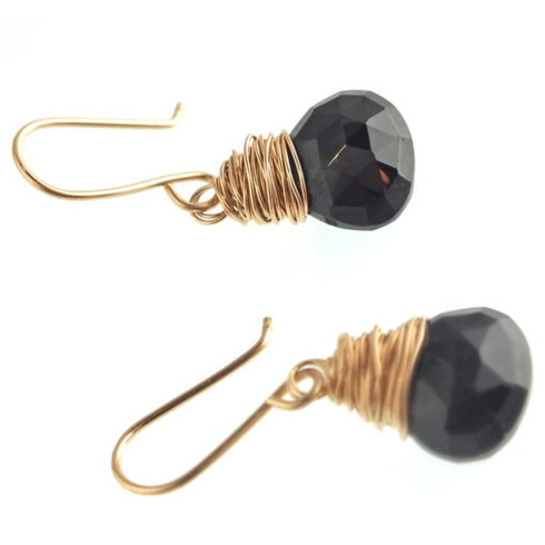 Black Spinel Gold Earrings