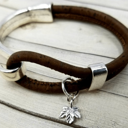 Leaf Cork Charm Bracelet