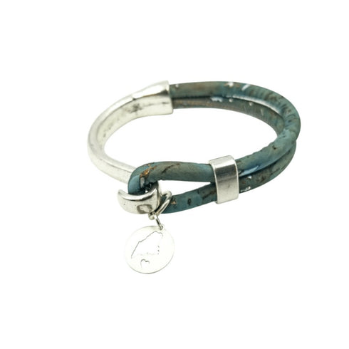 Maine Circle Charm Cork Bracelet