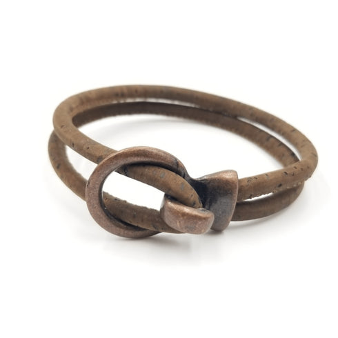 Brown Cork Copper Open Hook Bracelet