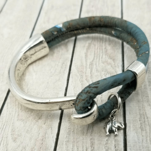 Elephant Charm Cork Bracelet