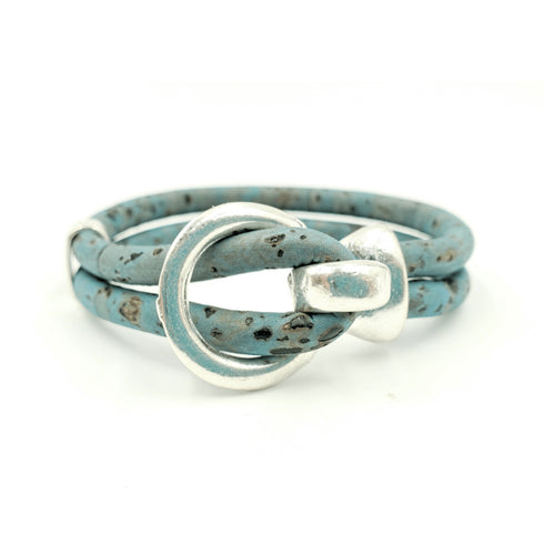Blue Cork Silver Open Hook Bracelet