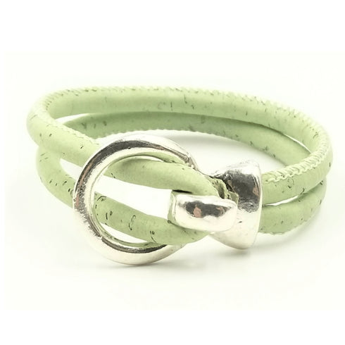 Seafoam Cork Silver Open Hook Bracelet