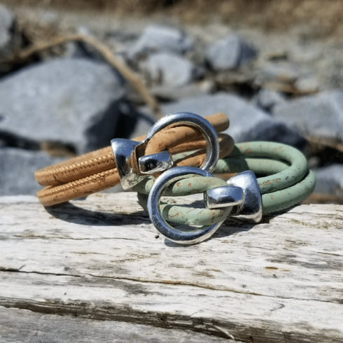 Seafoam Cork Silver Open Hook Bracelet
