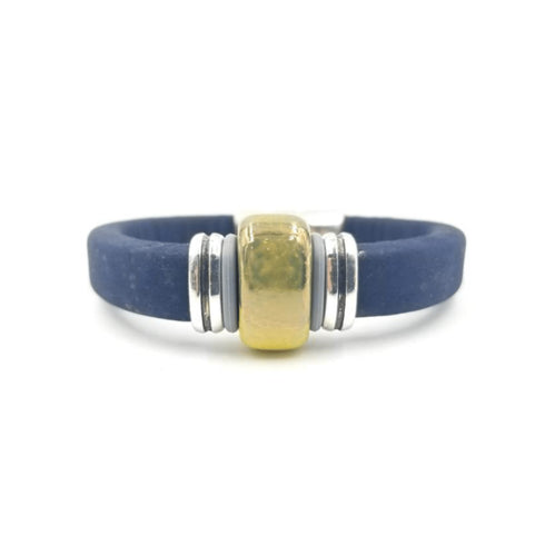 Navy Cork Lime Porcelain Bracelet