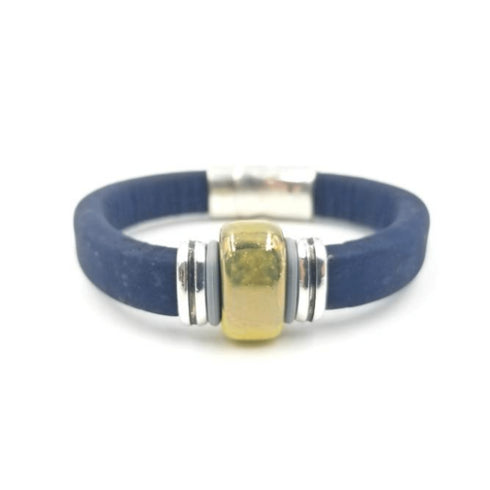 Navy Cork Lime Porcelain Bracelet