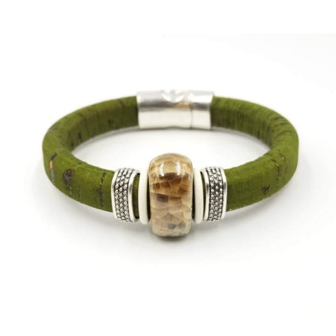 Sage Cork Brown Porcelain Bracelet