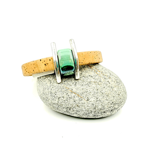 Tan Cork Turquoise Porcelain Bracelet