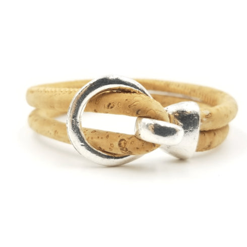 Tan Cork Silver Open Hook Bracelet