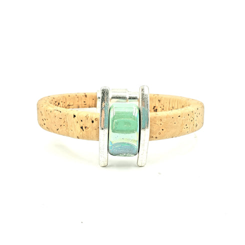 Tan Cork Turquoise Porcelain Bracelet