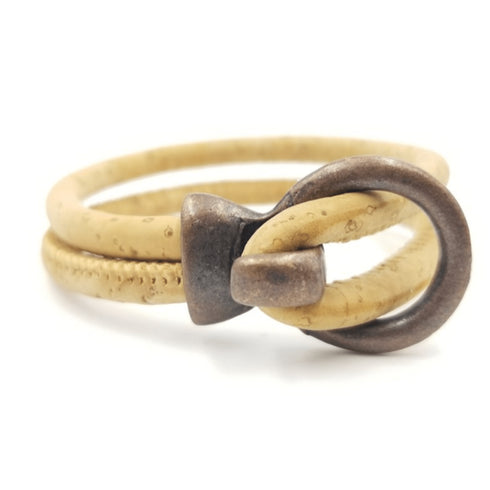 Tan Cork Copper Open Hook Bracelet