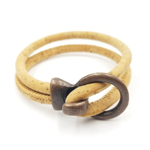 Tan Cork Copper Open Hook Bracelet
