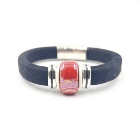 Black Cork Red Porcelain Bracelet