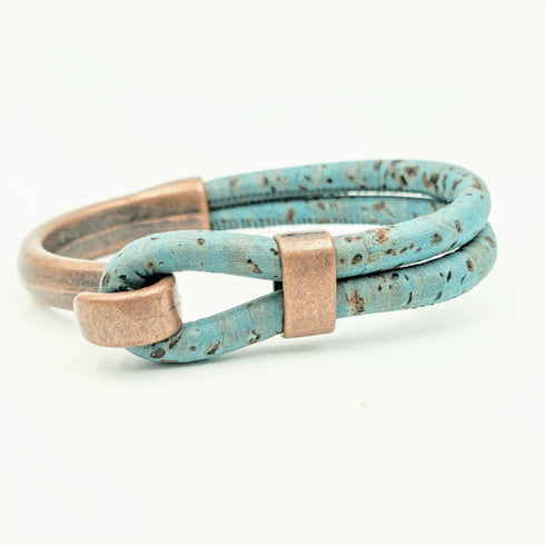Blue Cork Copper Side Hook Bracelet