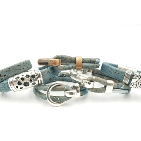 Blue Cork Copper Side Hook Bracelet