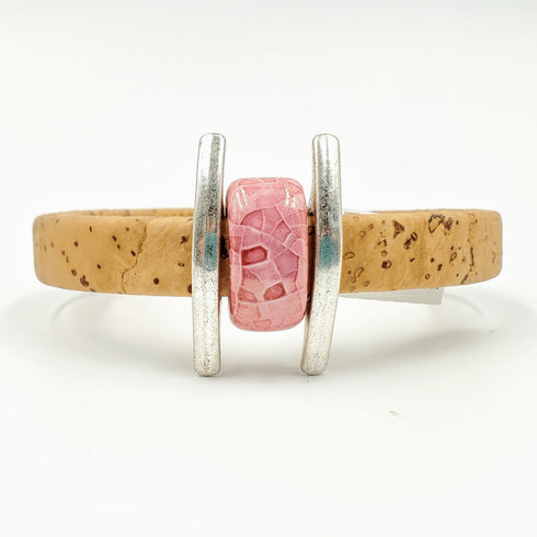 Tan Cork Pink Porcelain Bracelet